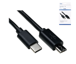 USB 3.1-kabel typ C – mikro B, svart, DINIC-box med eurohål, 0,50 m